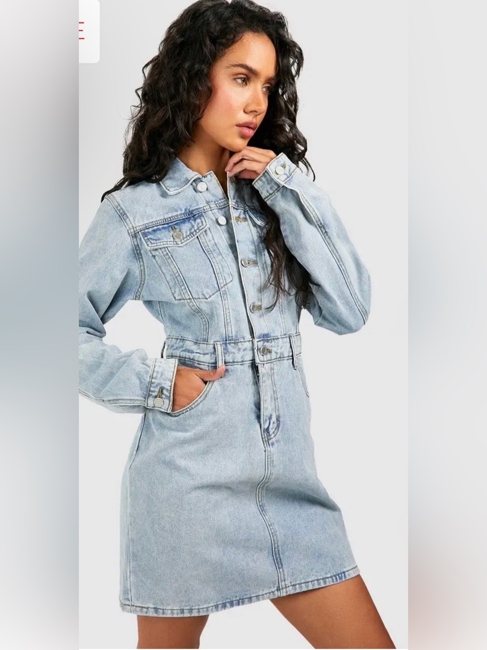 Costes Light Blue Denim Jacket-Style Women Jeans Dress